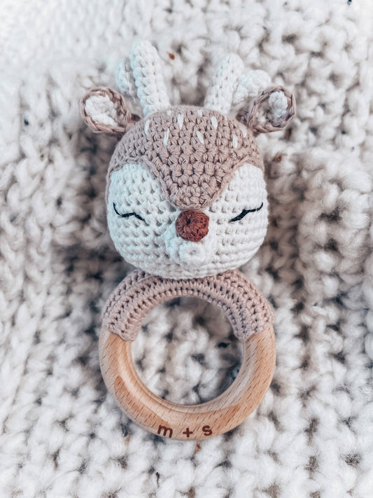100% Organic Deer Hand Crochet Rattle