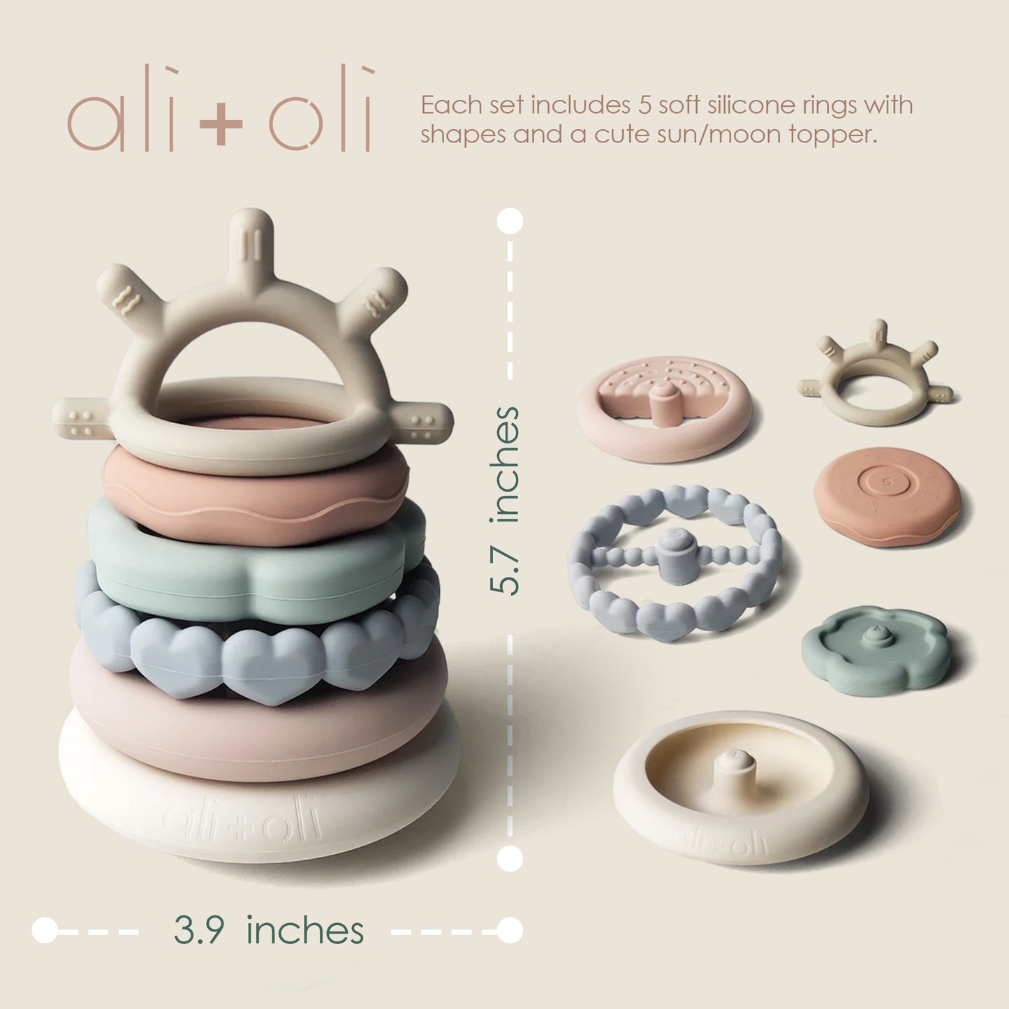 Soft Silicone Stacking Ring Tower in Sun