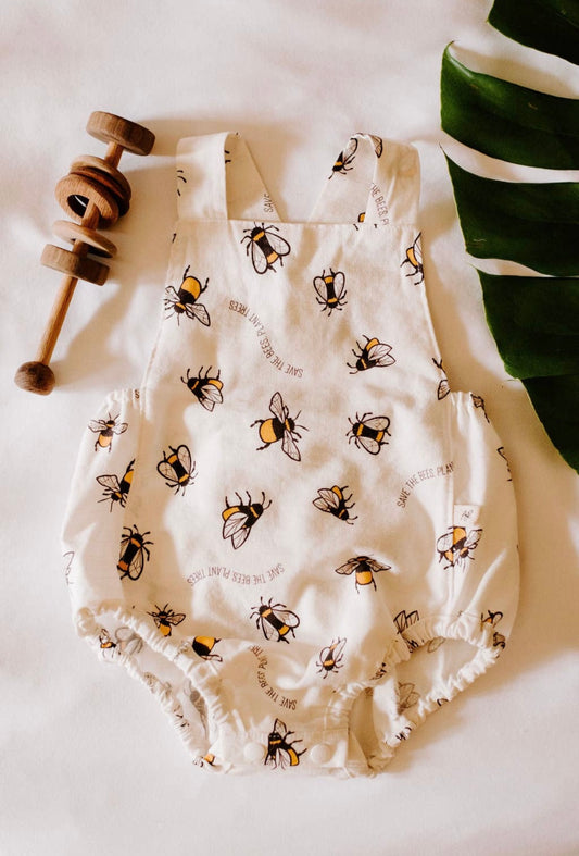 Frankie Baby Toddler Romper in Bees (USA handmade)