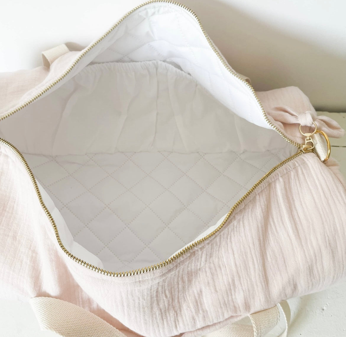 Cotton Gauze Diaper Bag in Powder Pink from Paris