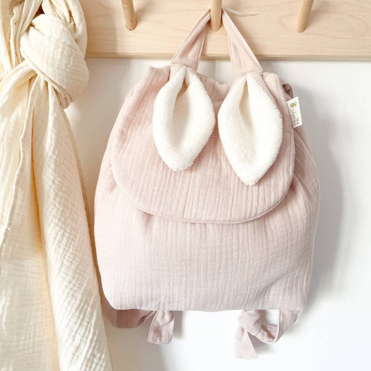 Cotton Guaze rabbit backpack in Powder Pink
