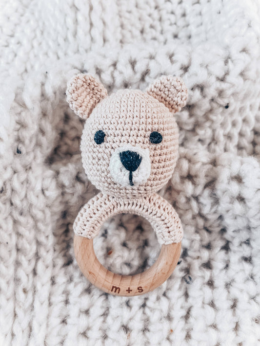 100% Organic Bear Hand Crochet Rattle